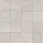 A 5.5x5.5 porcelain grid square tile in soft cool gray, featuring a matte finish, and a handcrafted, subtly textured surface.