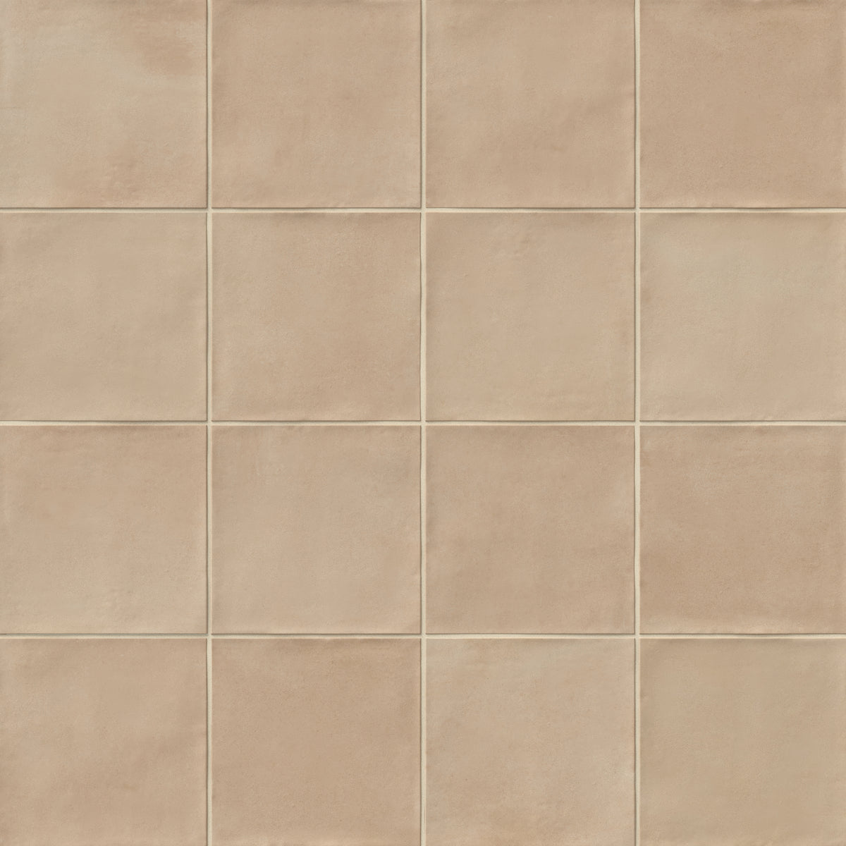 A 5.5x5.5 porcelain grid square tile in sandy beige, featuring a matte finish, and a handcrafted, subtly textured surface.