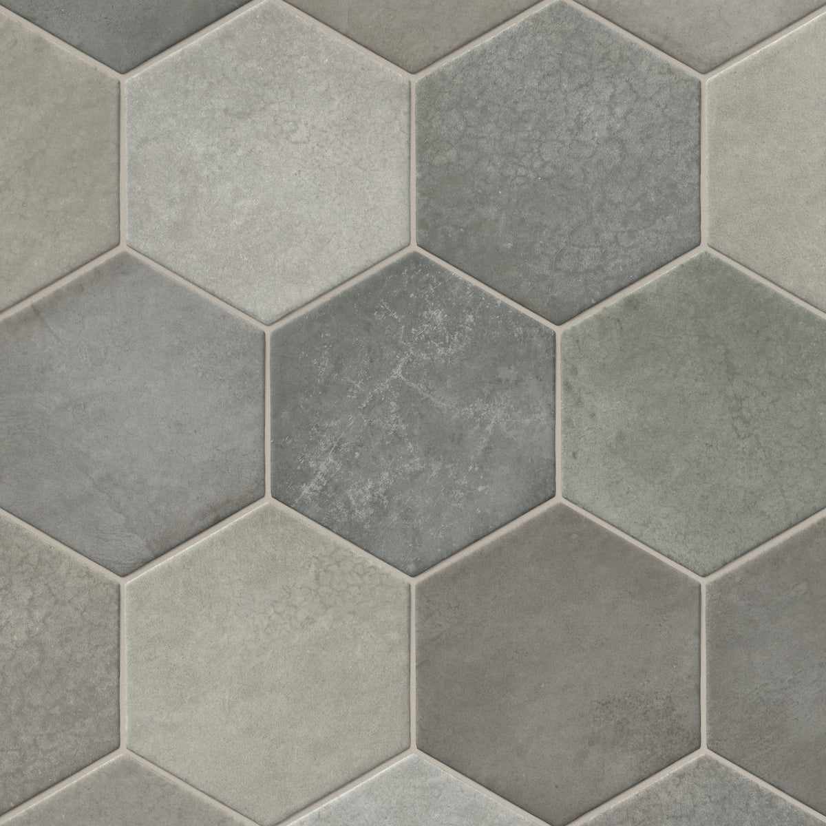 Juliet 7 x 8 Hexagon Matte Porcelain Tile in Charcoal