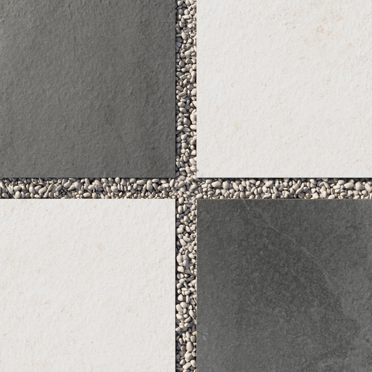 Bowden 24 x 24 Checkerboard Grip 2cm Porcelain Paver Tile in Charcoal & Canvas