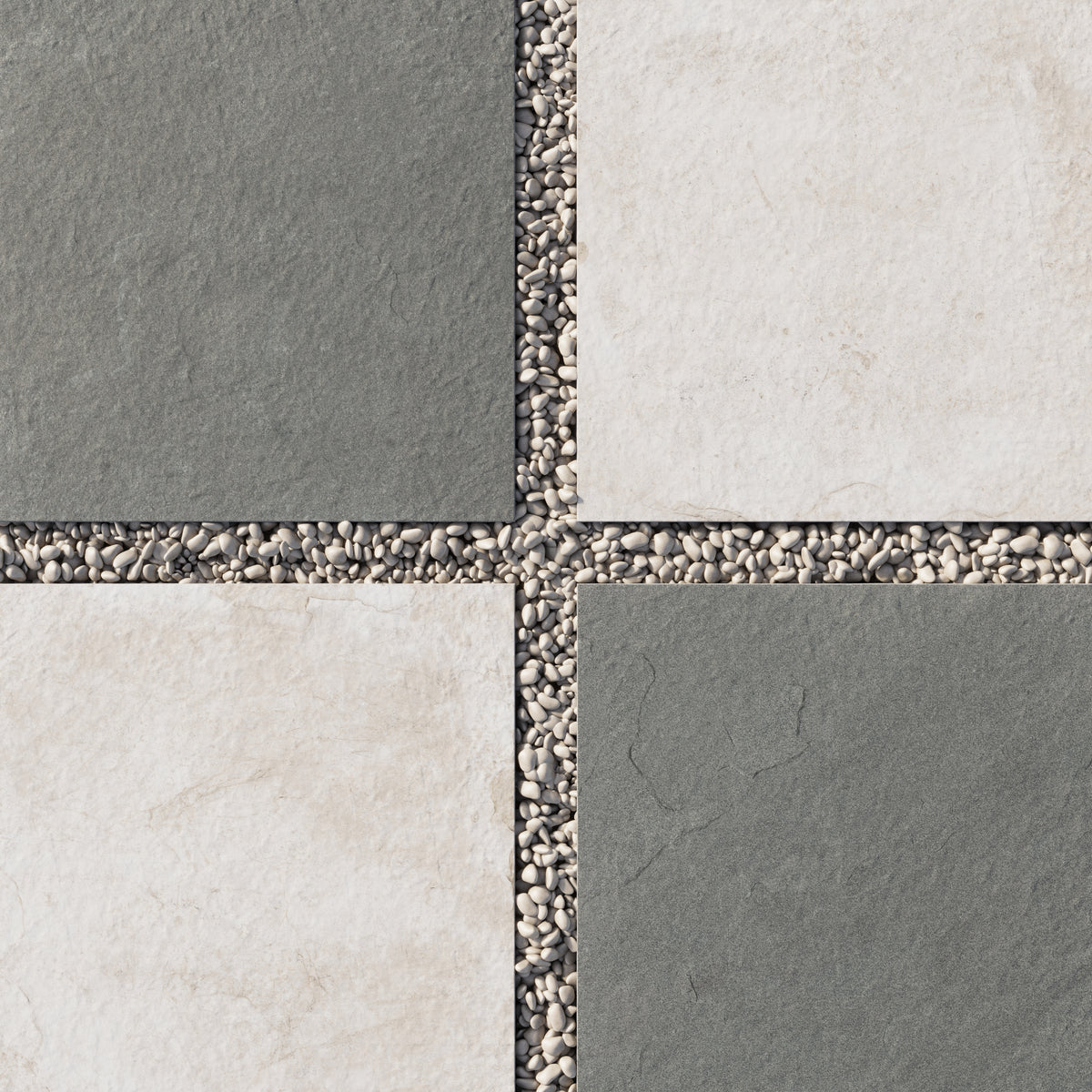Bowden 24 x 24 Checkerboard Grip 2cm Porcelain Paver Tile in Multicolor & Oat