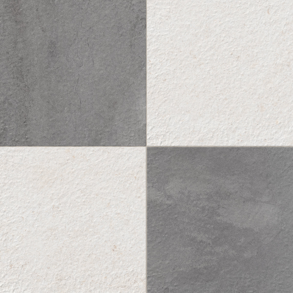 Bowden 24 x 24 Checkerboard Grip 2cm Porcelain Paver Tile in Graphite & Canvas