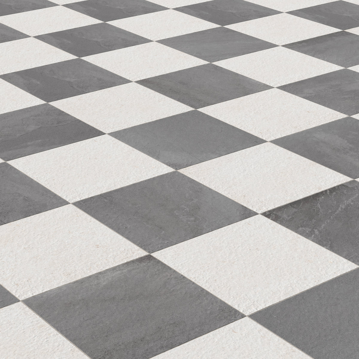 Bowden 24 x 24 Checkerboard Grip 2cm Porcelain Paver Tile in Graphite & Canvas