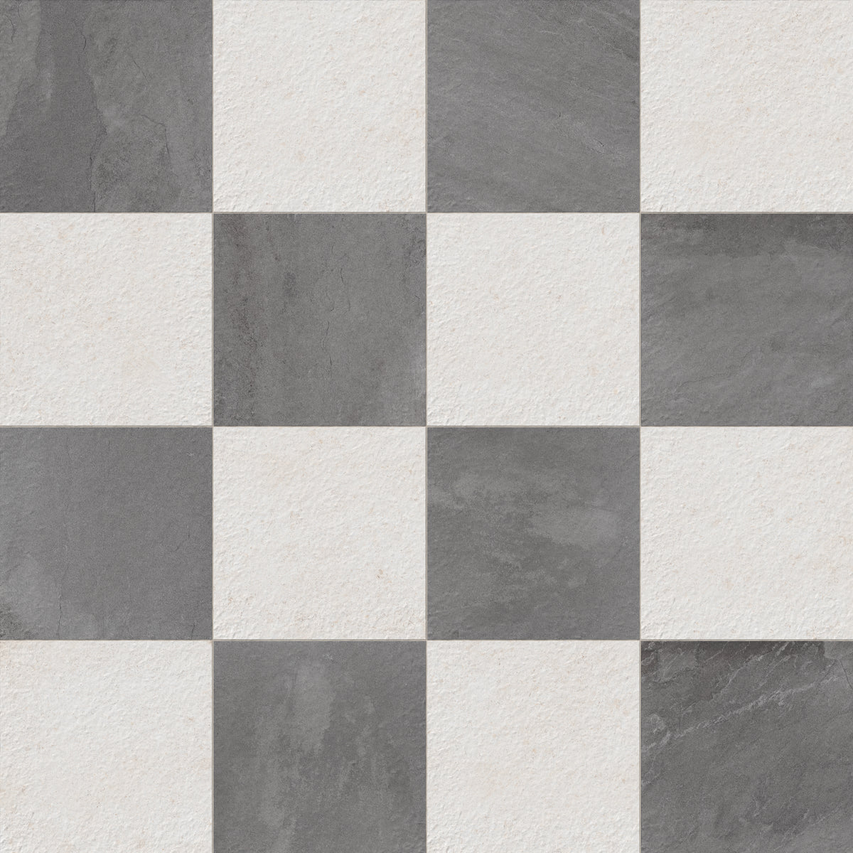 Bowden 24 x 24 Checkerboard Grip 2cm Porcelain Paver Tile in Graphite & Canvas