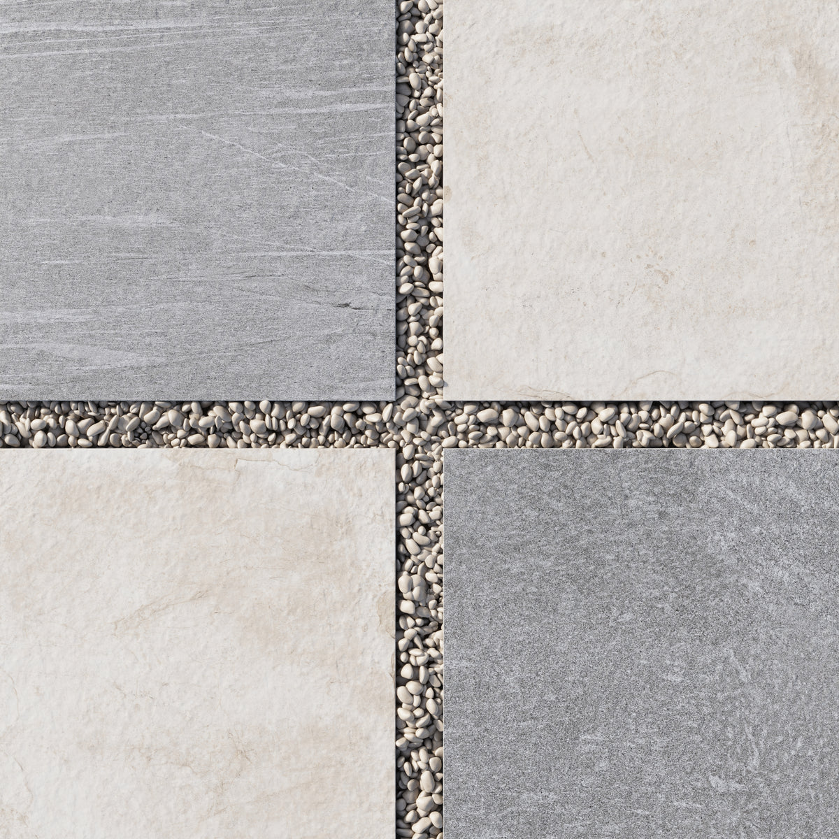 Bowden 24 x 24 Checkerboard Grip 2cm Porcelain Paver Tile in Slate & Oat