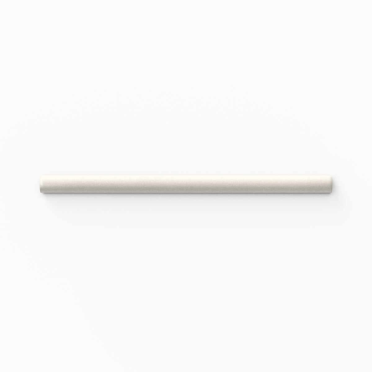 Glossy white ceramic rounded tile edge trim, 0.43 x 6.3 inches, used to create smooth and finished transitions on tiled surfaces