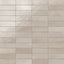 Glossy subway tiles in shifting grayish-beige tones with an artisan-like surface and subtle reflective finish
