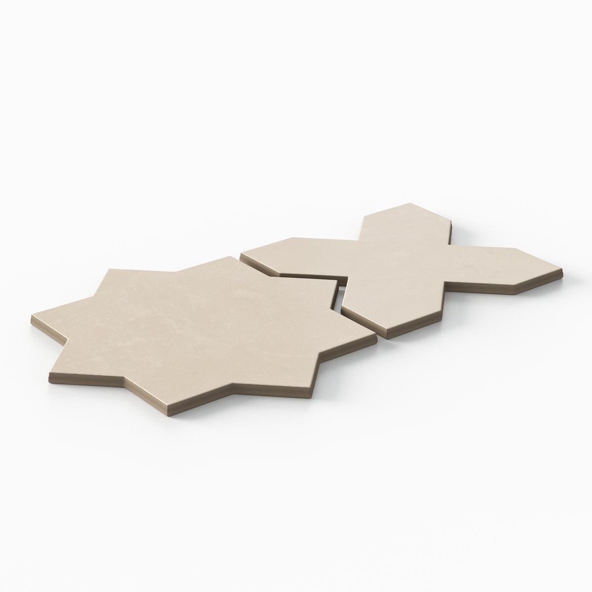 Isabel 11 x 11 Matte Porcelain Tile Star in Frosted Linen and Cross in Frosted Linen