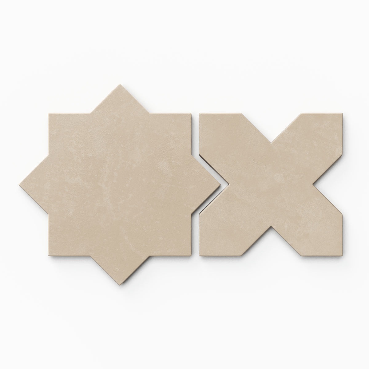 Isabel 11 x 11 Matte Porcelain Tile Star in Almond Mist and Cross in Almond Mist
