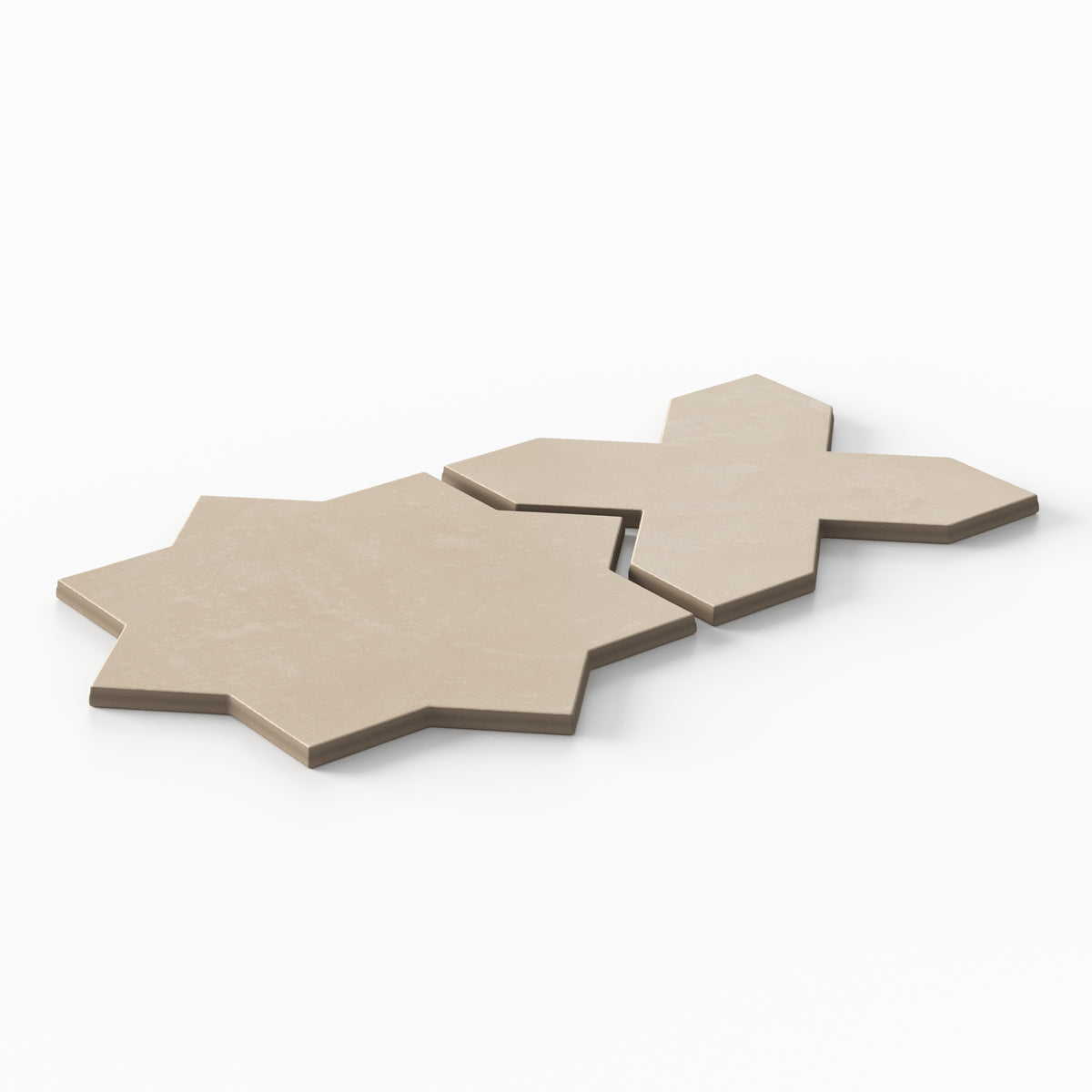 Isabel 11 x 11 Matte Porcelain Tile Star in Almond Mist and Cross in Almond Mist