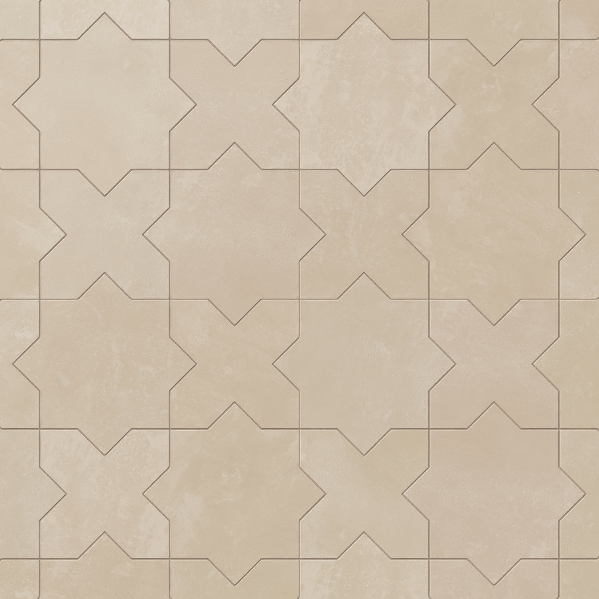 Isabel 11 x 11 Matte Porcelain Tile Star in Almond Mist and Cross in Almond Mist