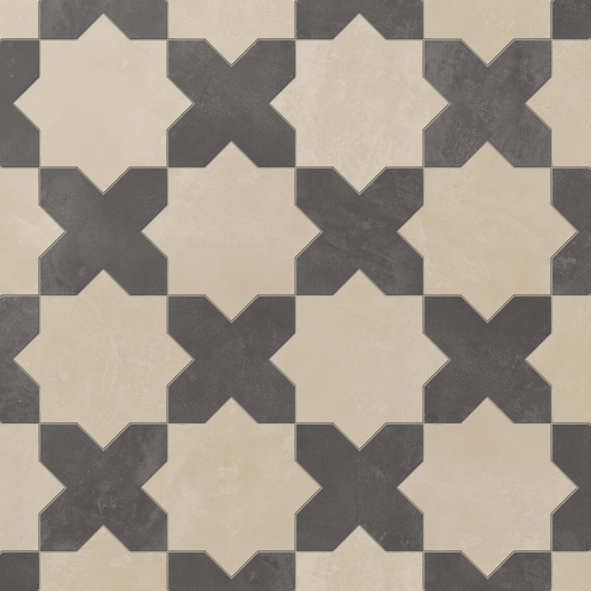 Isabel 11 x 11 Matte Porcelain Tile Star in Almond Mist and Cross in Midnight Slate
