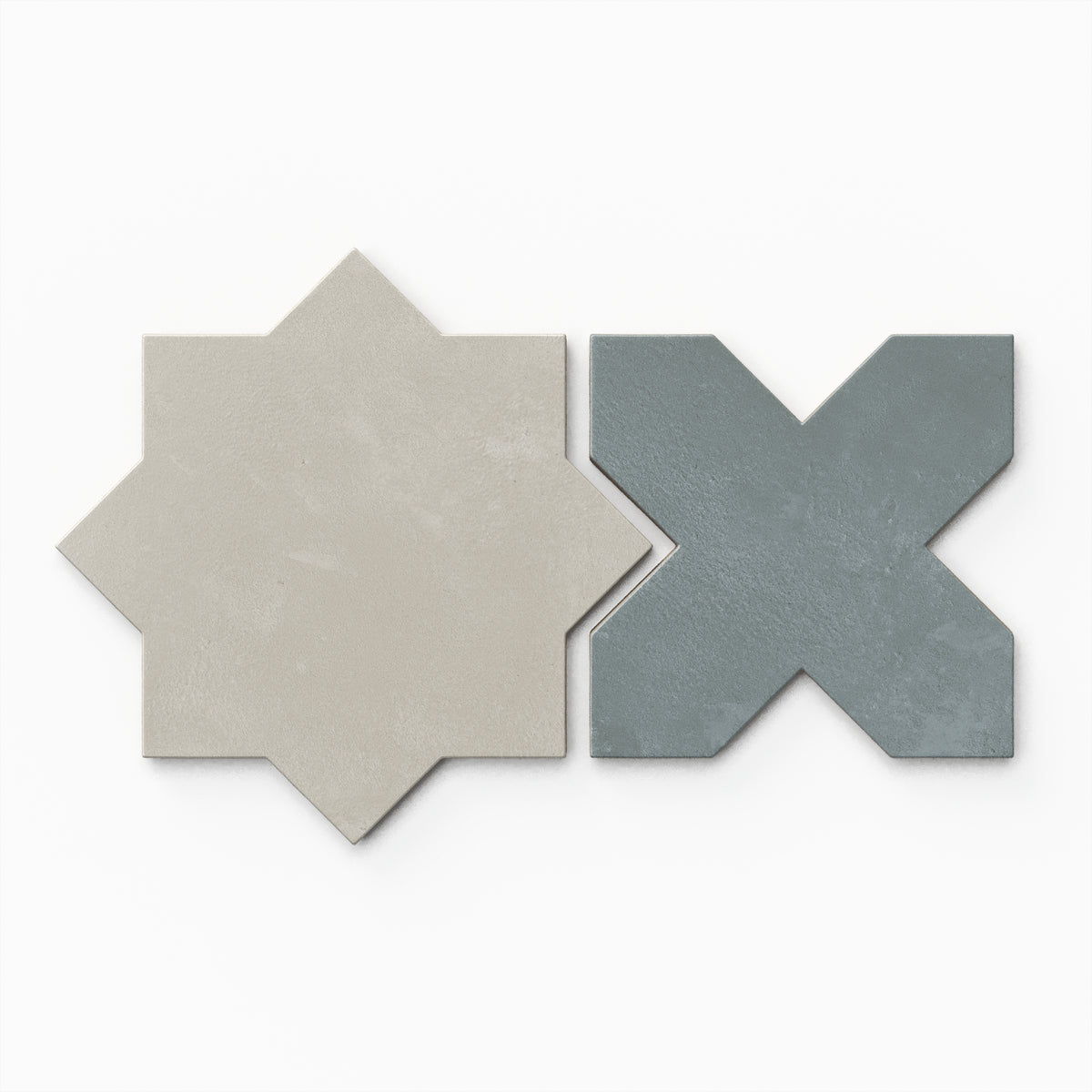 Isabel 11 x 11 Matte Porcelain Tile Star in Silverstone and Cross in Saltwater