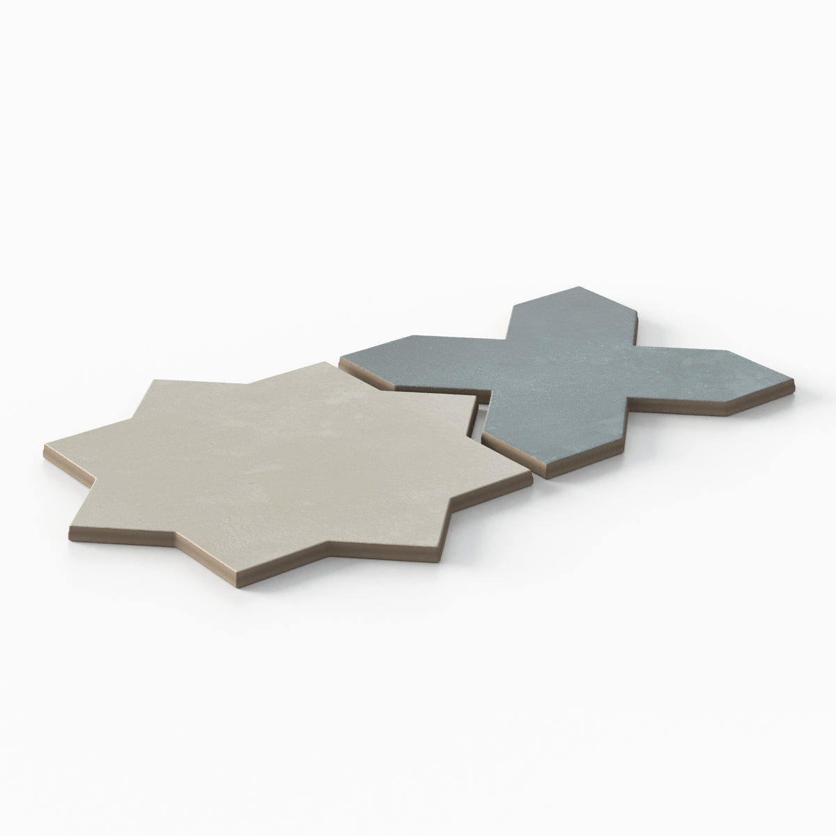 Isabel 11 x 11 Matte Porcelain Tile Star in Silverstone and Cross in Saltwater