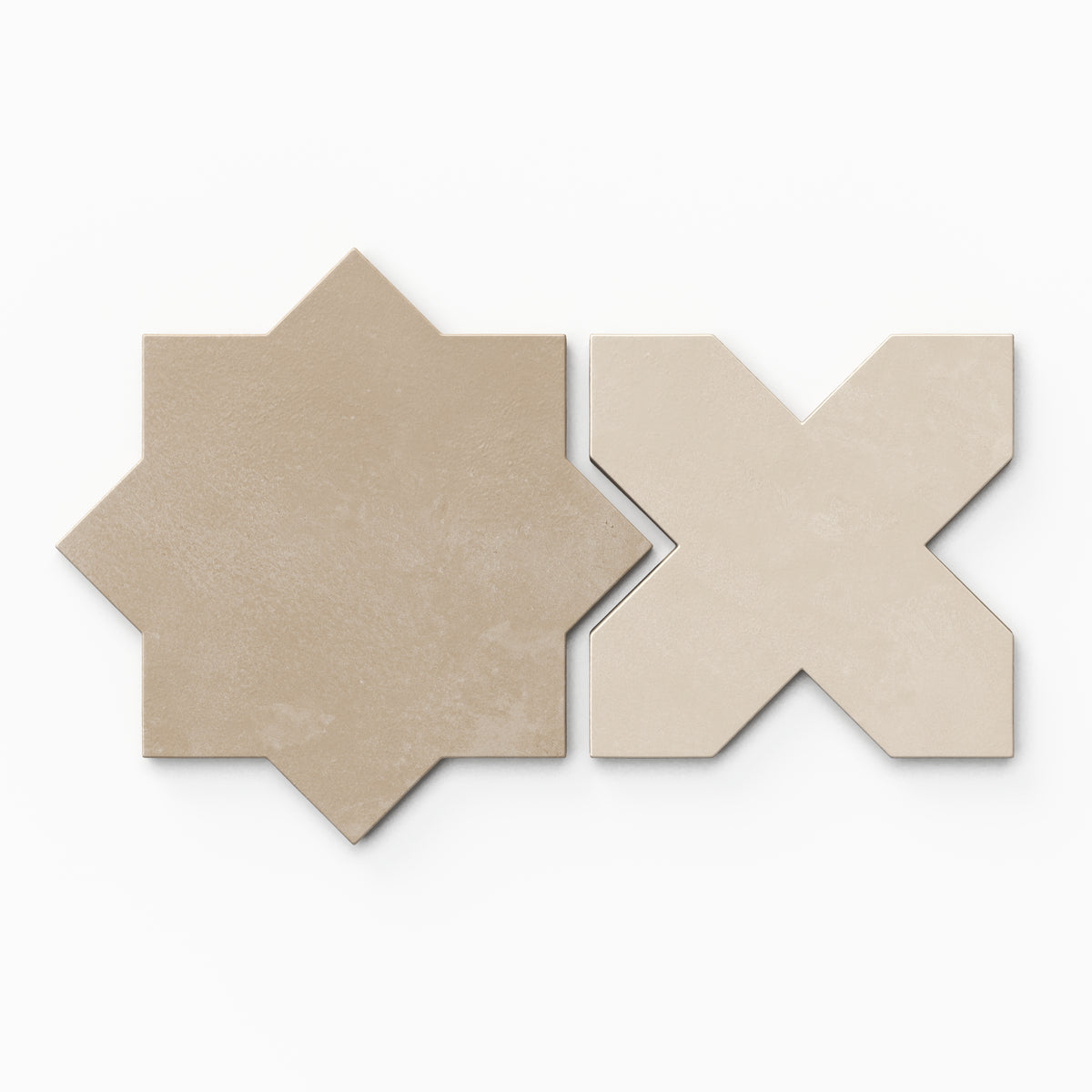 Isabel 11 x 11 Matte Porcelain Tile Star in Sahara Sand and Cross in Frosted Linen