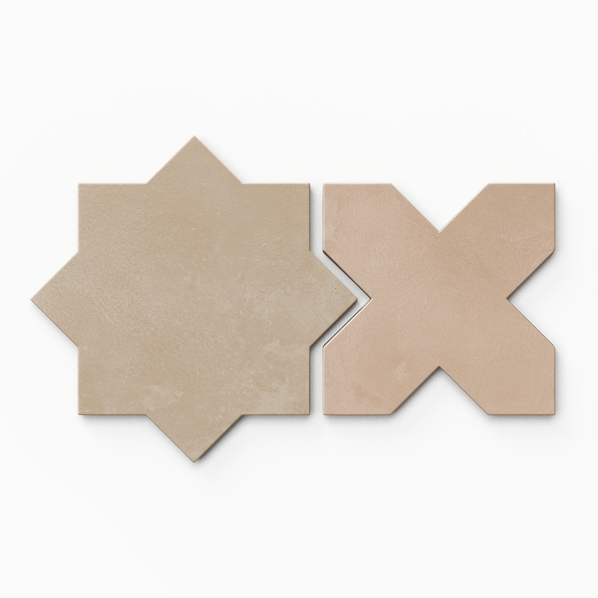 Isabel 11 x 11 Matte Porcelain Tile Star in Sahara Sand and Cross in Dusty Rose