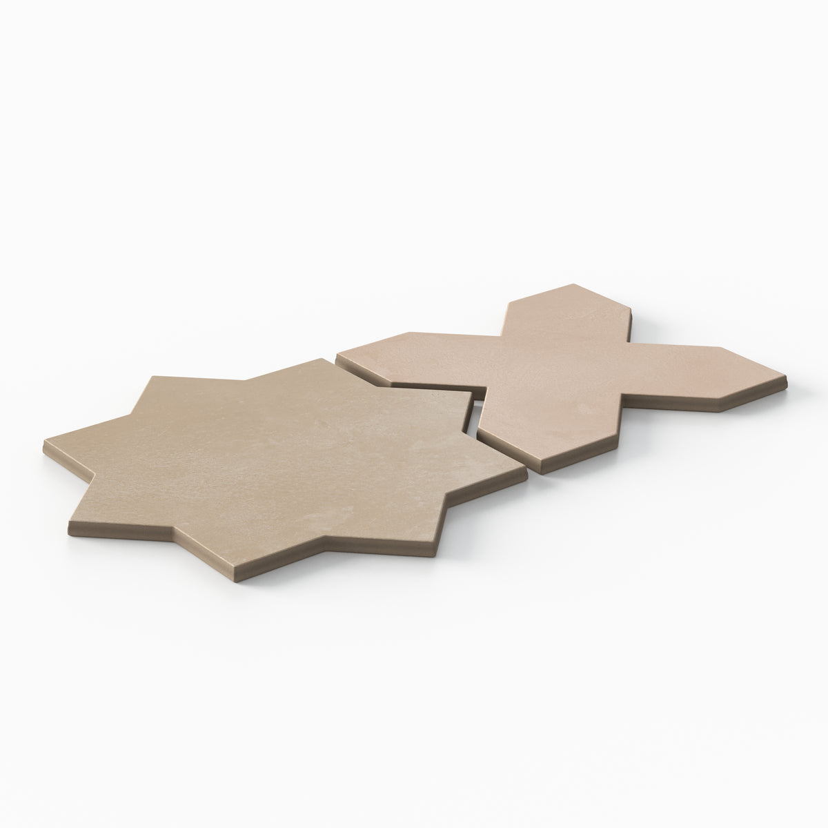 Isabel 11 x 11 Matte Porcelain Tile Star in Sahara Sand and Cross in Dusty Rose