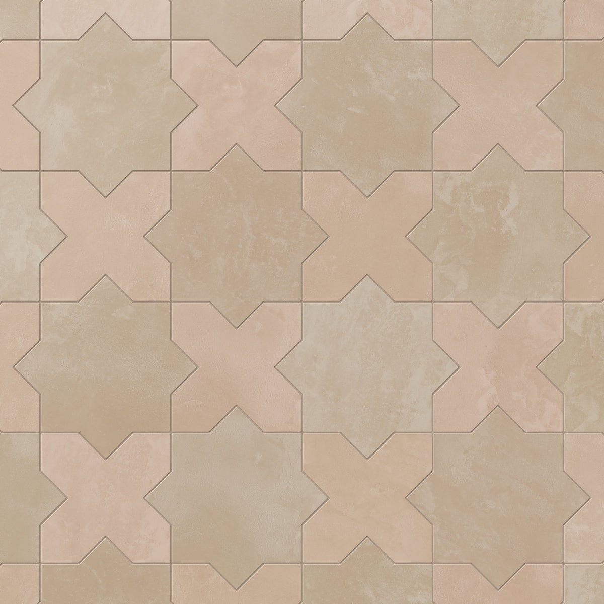 Isabel 11 x 11 Matte Porcelain Tile Star in Sahara Sand and Cross in Dusty Rose