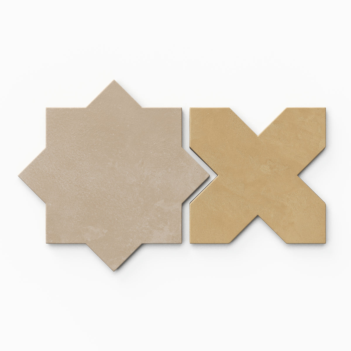 Isabel 11 x 11 Matte Porcelain Tile Star in Sahara Sand and Cross in Golden Sky