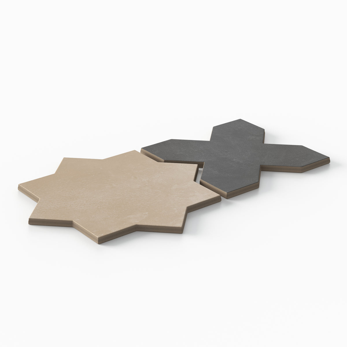 Isabel 11 x 11 Matte Porcelain Tile Star in Sahara Sand and Cross in Midnight Slate