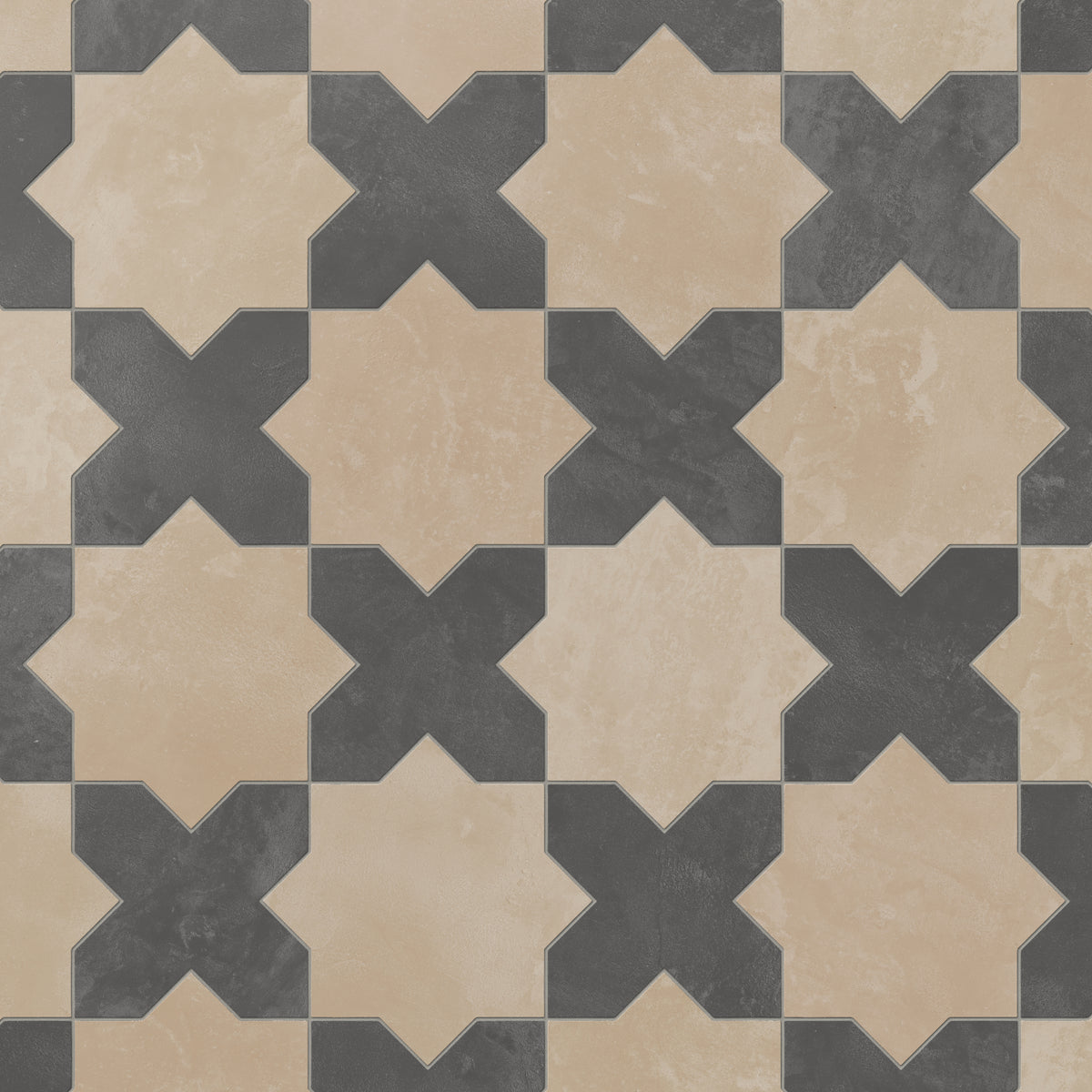 Isabel 11 x 11 Matte Porcelain Tile Star in Sahara Sand and Cross in Midnight Slate