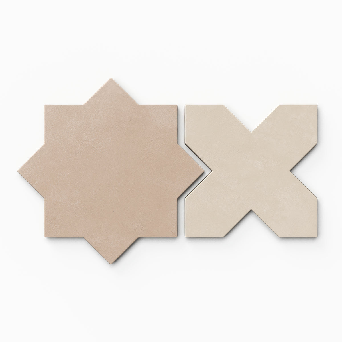 Isabel 11 x 11 Matte Porcelain Tile Star in Dusty Rose and Cross in Frosted Linen
