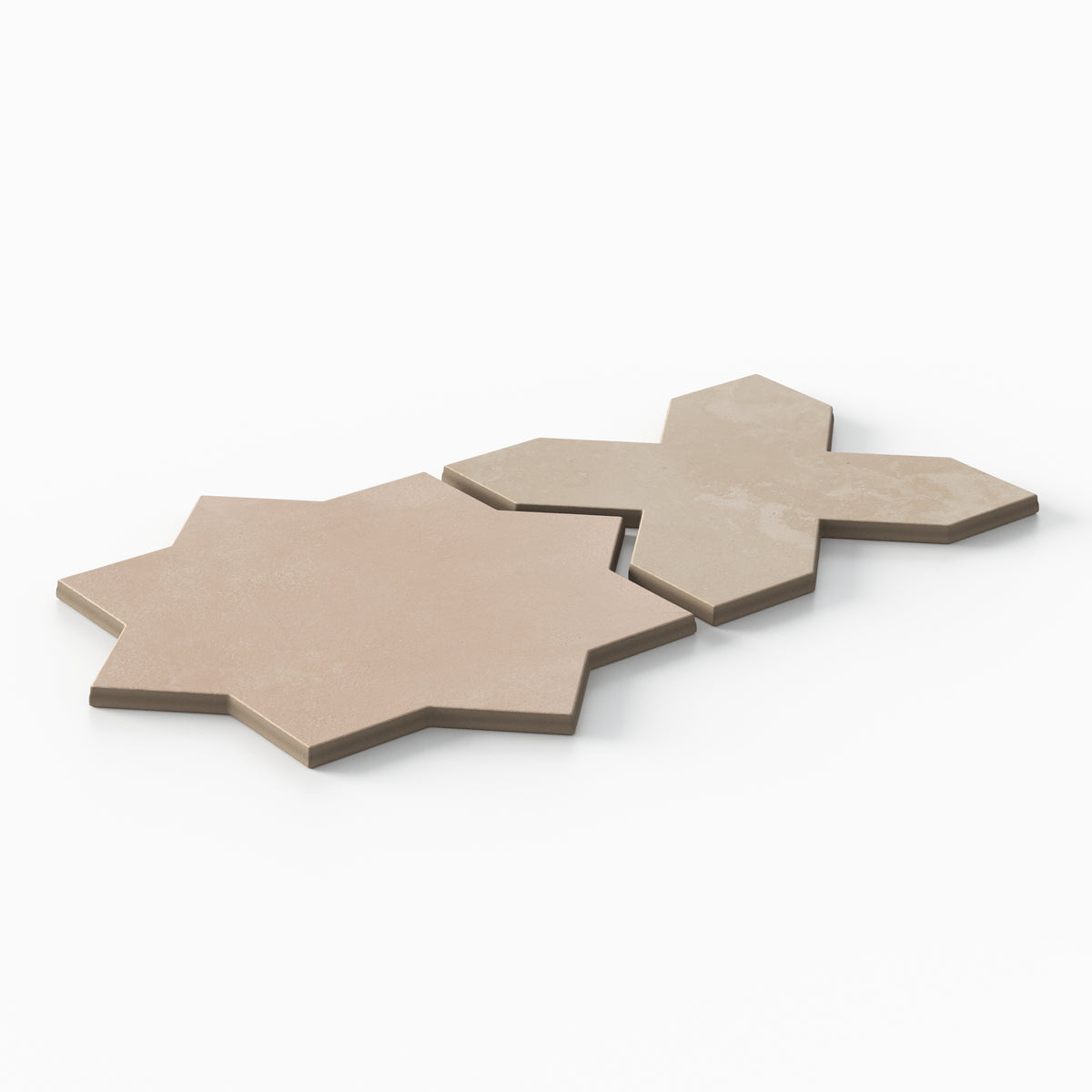 Isabel 11 x 11 Matte Porcelain Tile Star in Dusty Rose and Cross in Sahara Sand