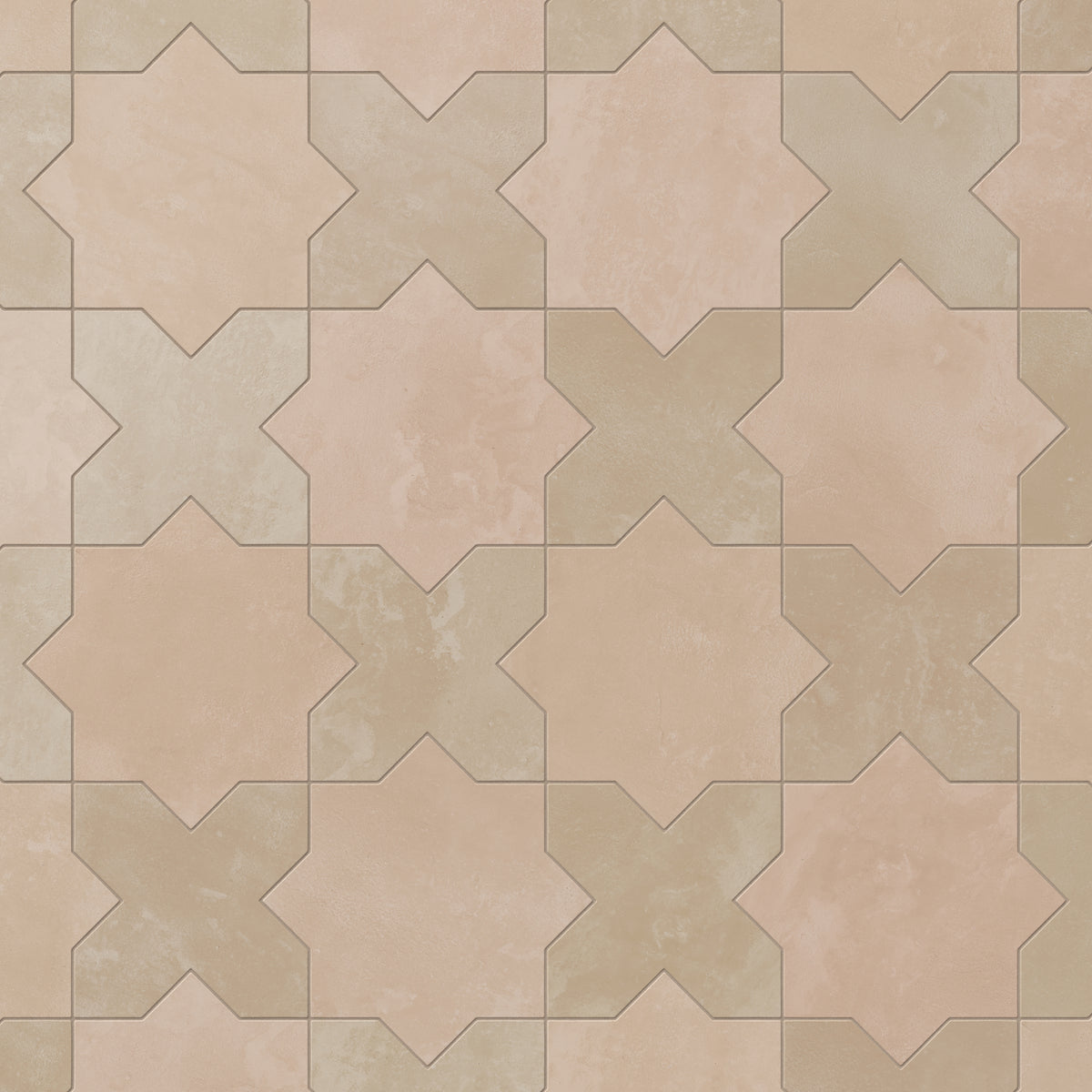 Isabel 11 x 11 Matte Porcelain Tile Star in Dusty Rose and Cross in Sahara Sand