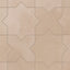 Beige 11x11 matte porcelain tile with gentle pink undertones and classic star and cross shapes, finished with a powdery glaze for a soft, handcrafted look.
