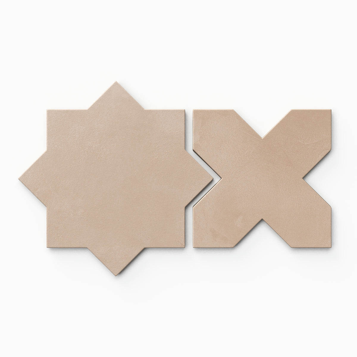 Isabel 11 x 11 Matte Porcelain Tile Star in Dusty Rose and Cross in Dusty Rose
