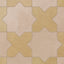 Star and cross shapes alternate in earth-drawn hues of beige with soft pink undertones and yellow-orange, finished as a matte porcelain tile with subtle cement-plaster texture and a powdery terracotta patina.