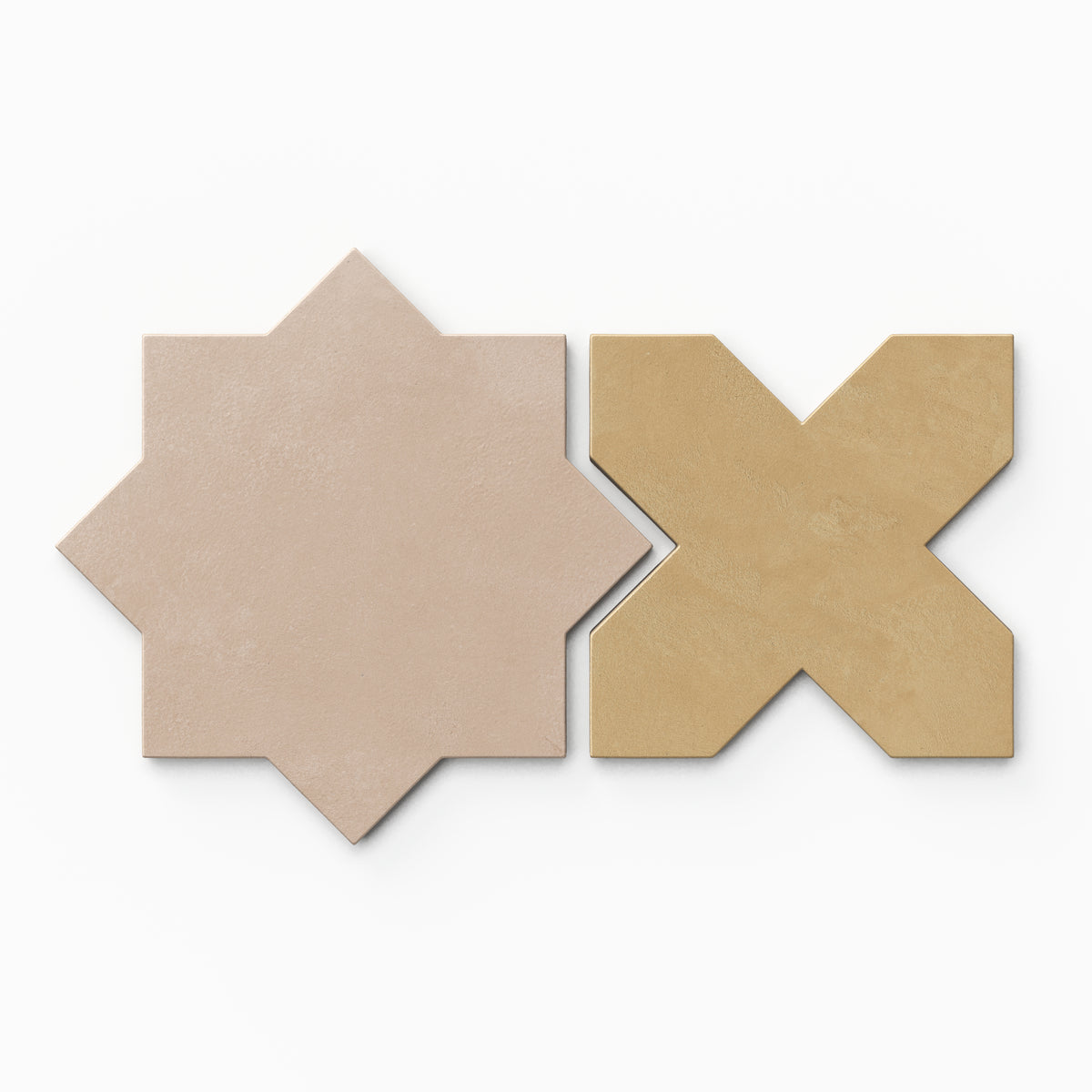 Isabel 11 x 11 Matte Porcelain Tile Star in Dusty Rose and Cross in Golden Sky