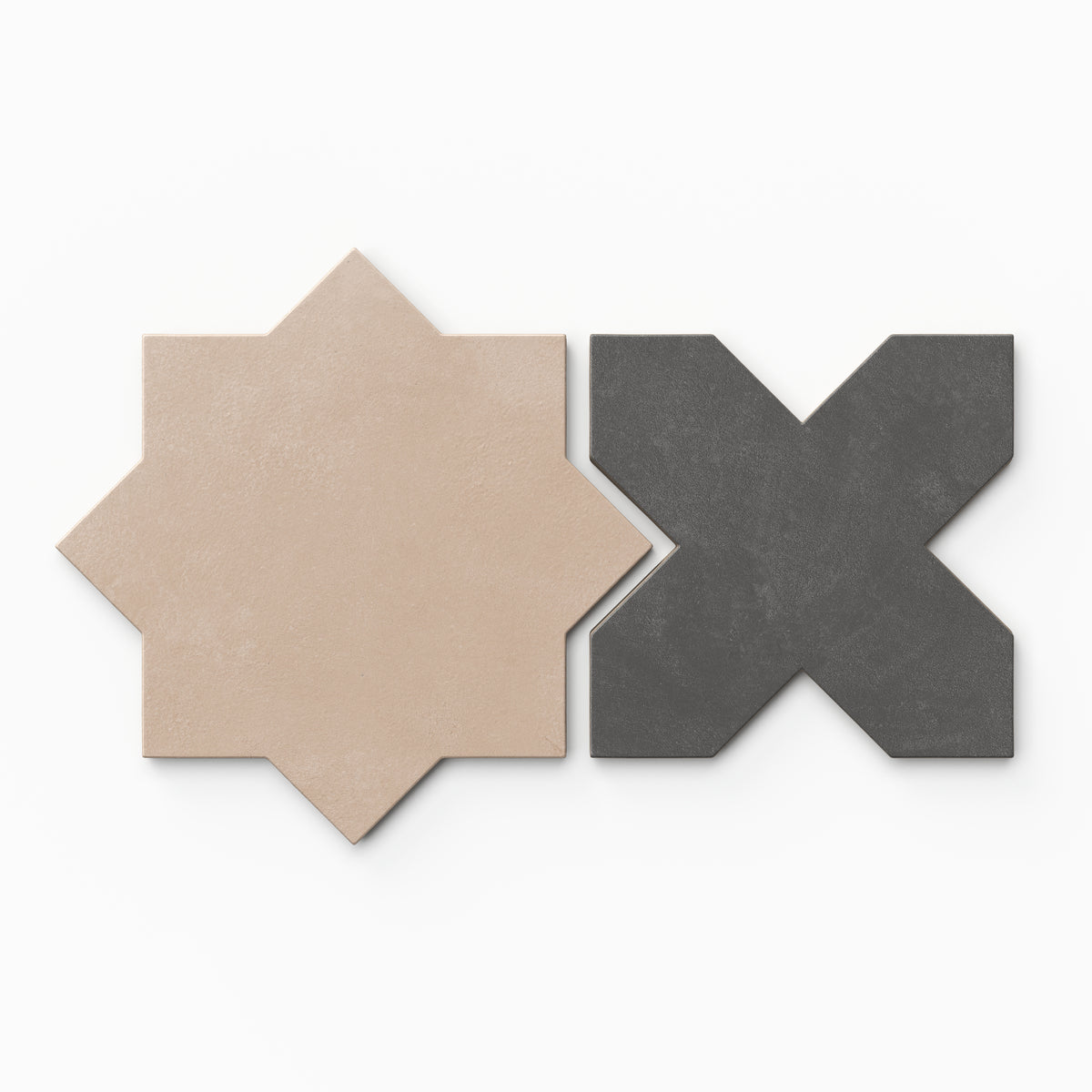 Isabel 11 x 11 Matte Porcelain Tile Star in Dusty Rose and Cross in Midnight Slate