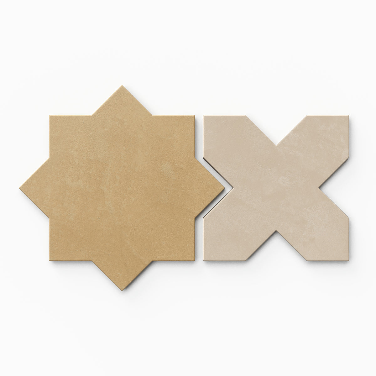 Isabel 11 x 11 Matte Porcelain Tile Star in Golden Sky and Cross in Almond Mist