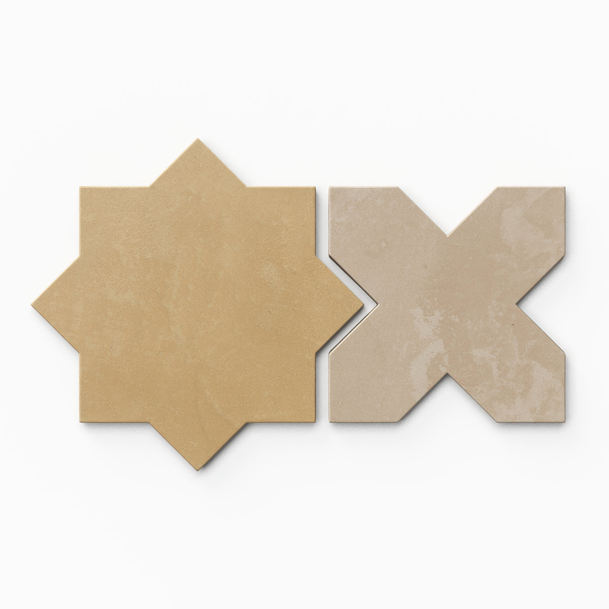 Isabel 11 x 11 Matte Porcelain Tile Star in Golden Sky and Cross in Sahara Sand