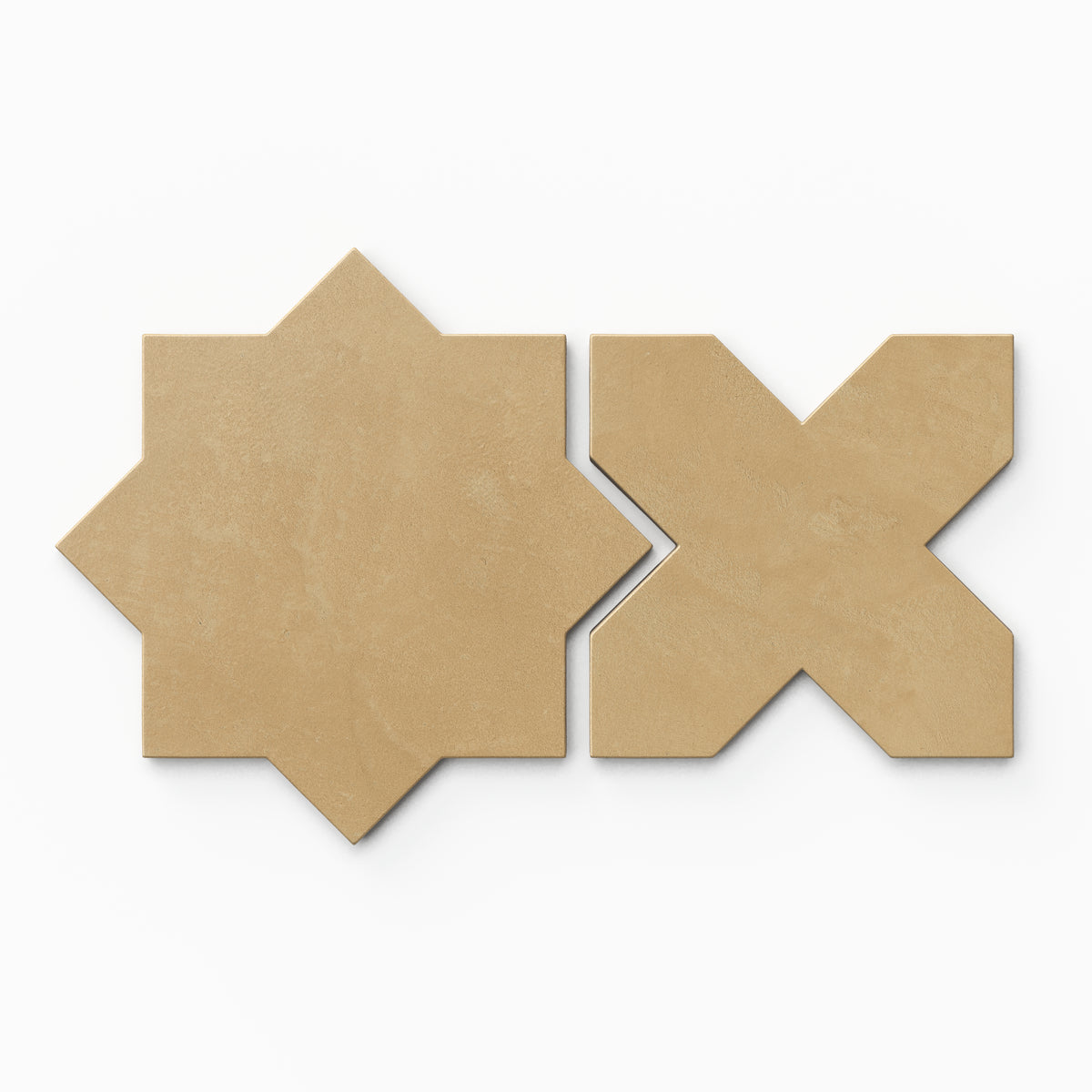 Isabel 11 x 11 Matte Porcelain Tile Star in Golden Sky and Cross in Golden Sky