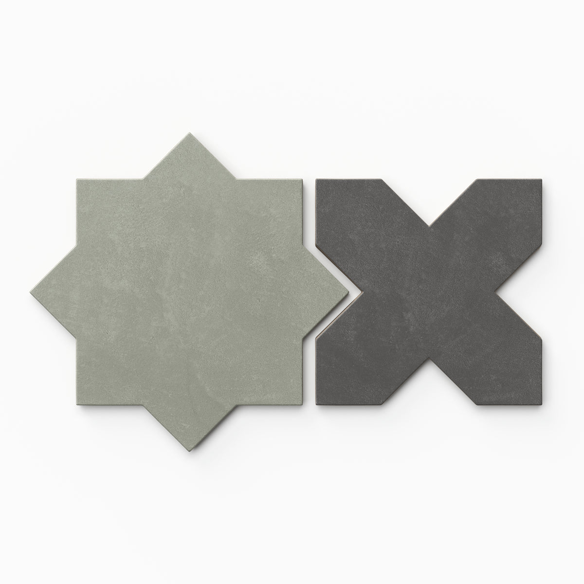 Isabel 11 x 11 Matte Porcelain Tile Star in Soft Sage and Cross in Midnight Slate