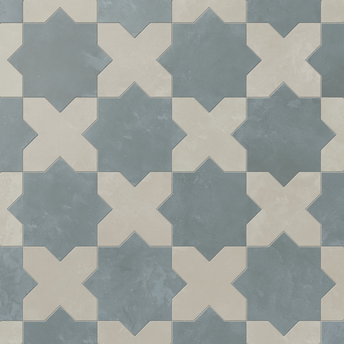 Isabel 11 x 11 Matte Porcelain Tile Star in Saltwater and Cross in Silverstone