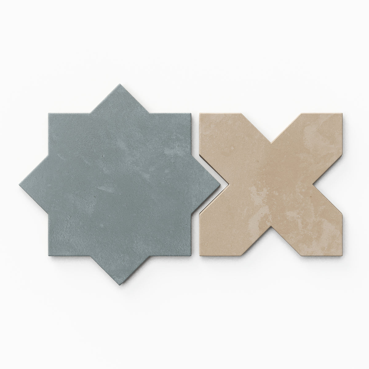 Isabel 11 x 11 Matte Porcelain Tile Star in Saltwater and Cross in Sahara Sand
