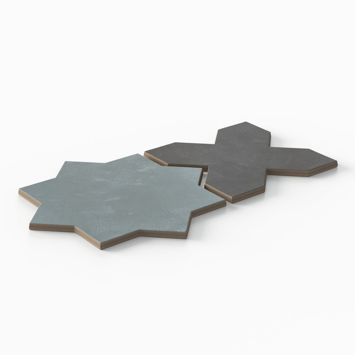 Isabel 11 x 11 Matte Porcelain Tile Star in Saltwater and Cross in Midnight Slate