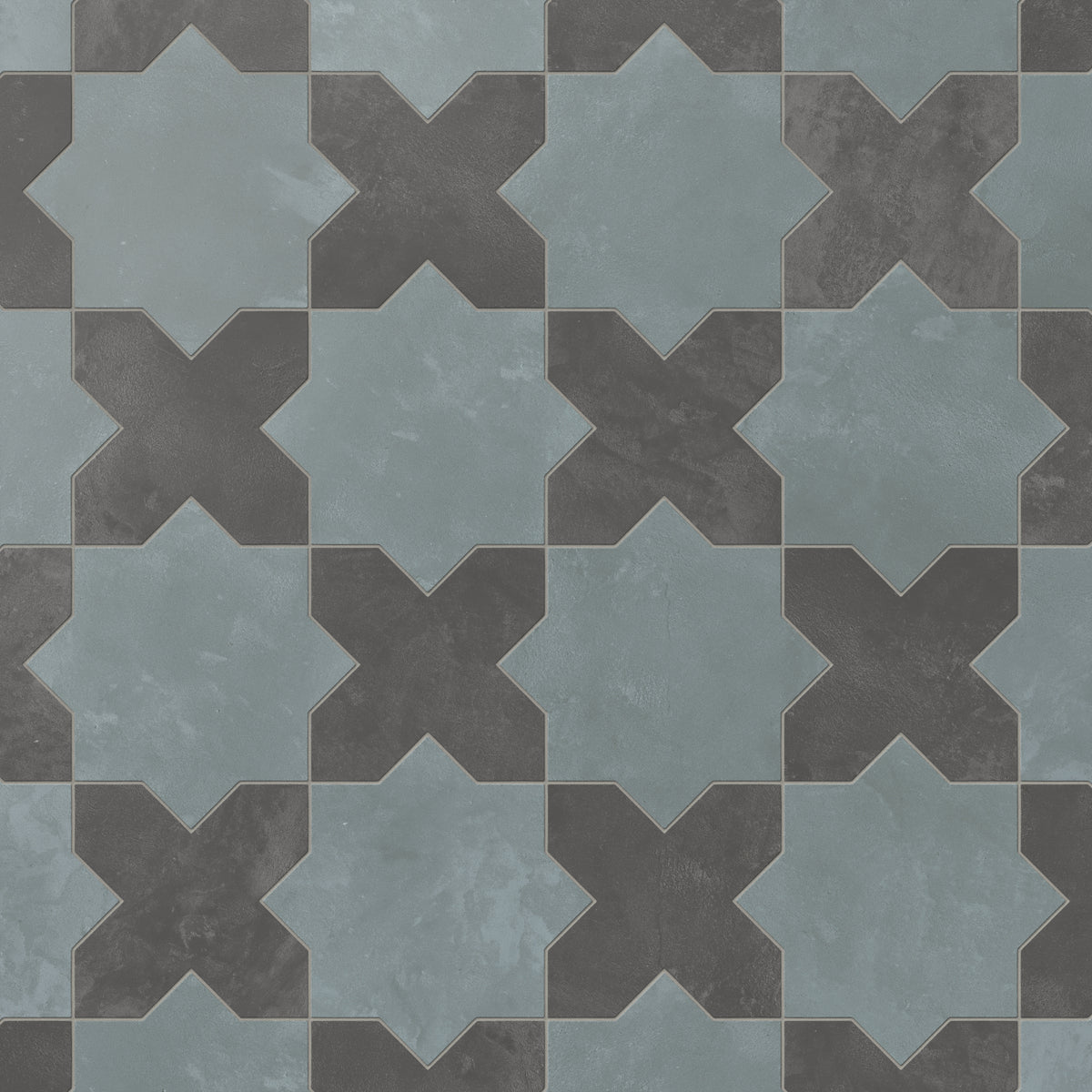 Isabel 11 x 11 Matte Porcelain Tile Star in Saltwater and Cross in Midnight Slate
