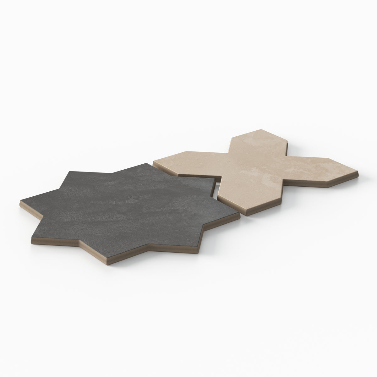 Isabel 11 x 11 Matte Porcelain Tile Star in Midnight Slate and Cross in Sahara Sand