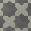 A repeating star and cross pattern brings dark gray and muted sage green together, adding subtle movement, architectural balance, and an aged, handcrafted feel.