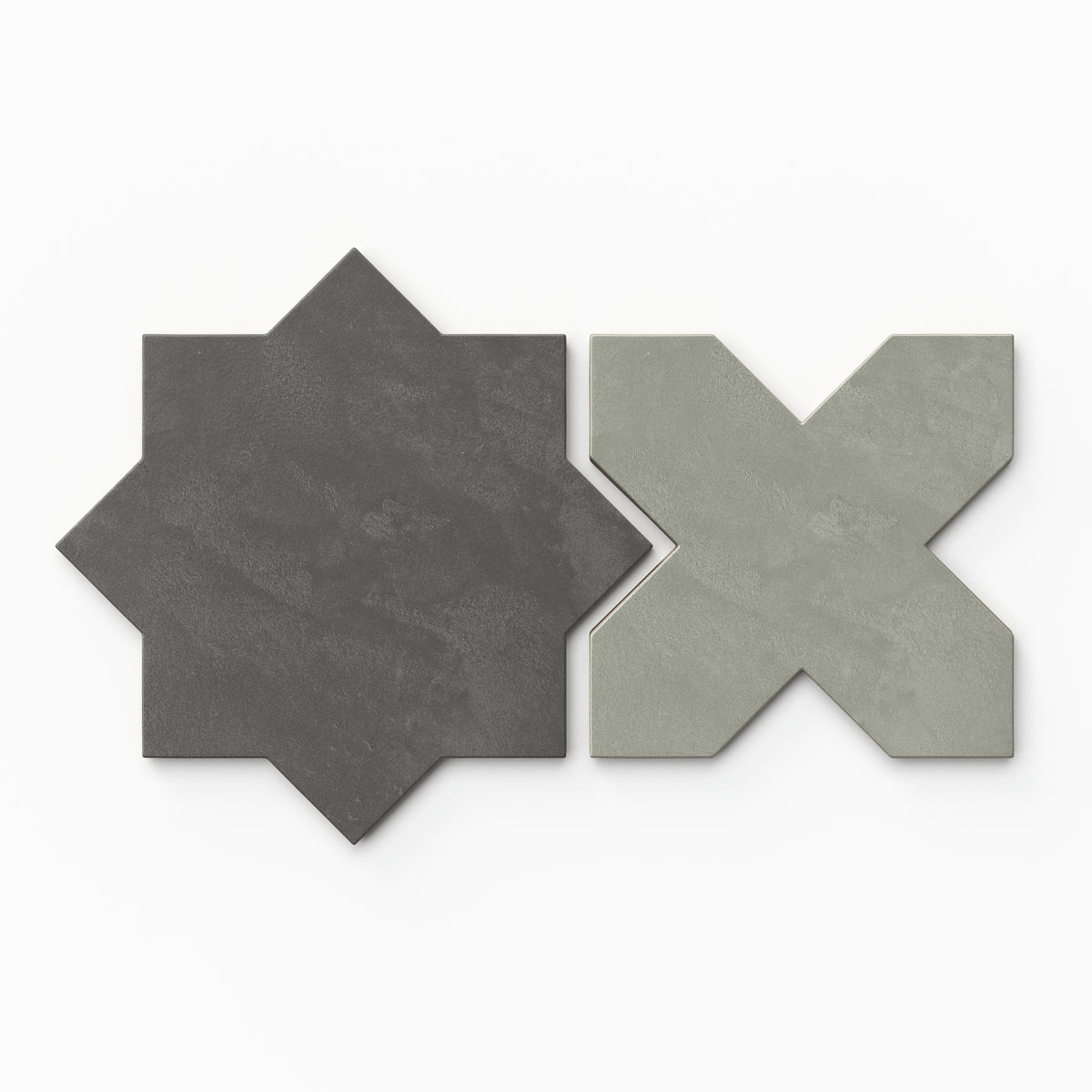 Isabel 11 x 11 Matte Porcelain Tile Star in Midnight Slate and Cross in Soft Sage