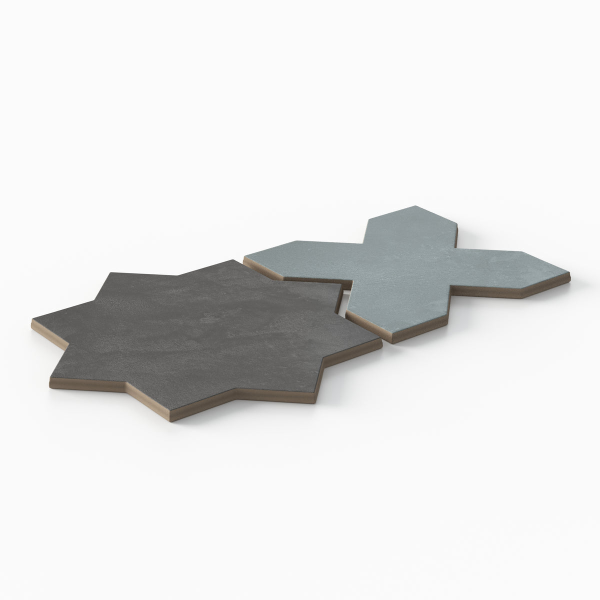 Isabel 11 x 11 Matte Porcelain Tile Star in Midnight Slate and Cross in Saltwater