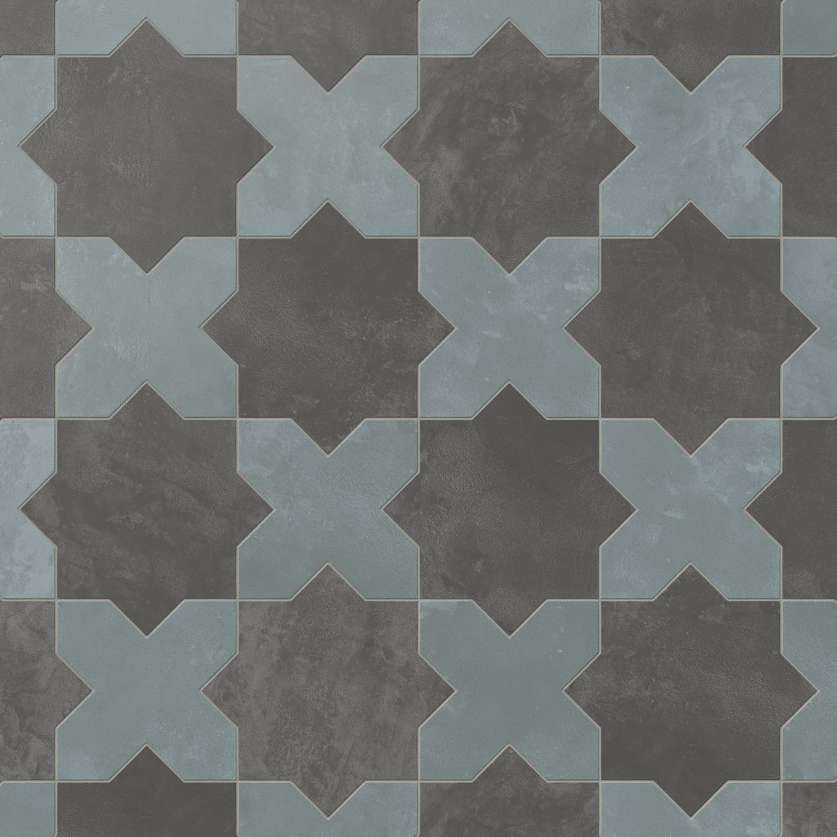 Isabel 11 x 11 Matte Porcelain Tile Star in Midnight Slate and Cross in Saltwater