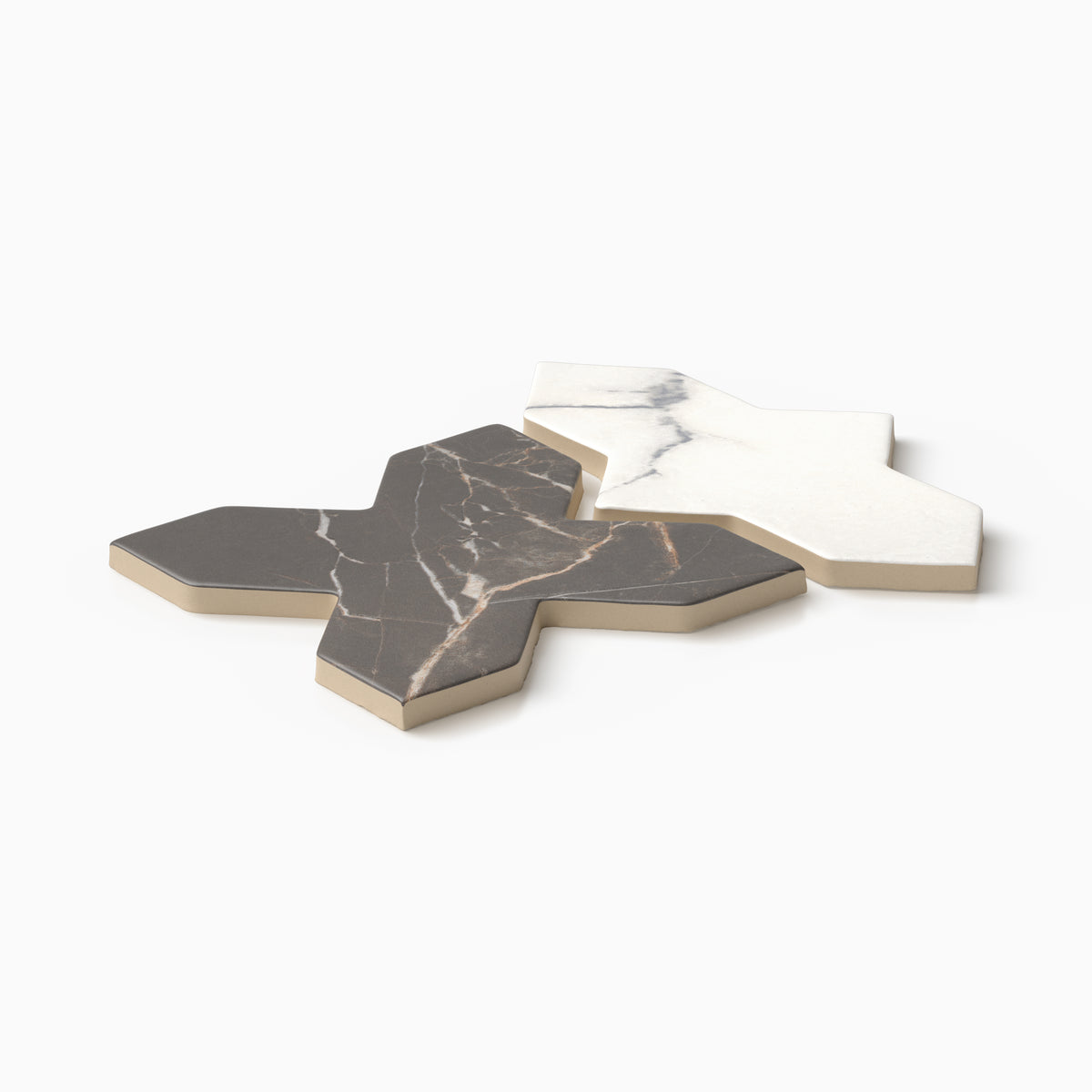Aslan 8 x 8 Porcelain Tile Shield in Calacatta and Cross in Imperial