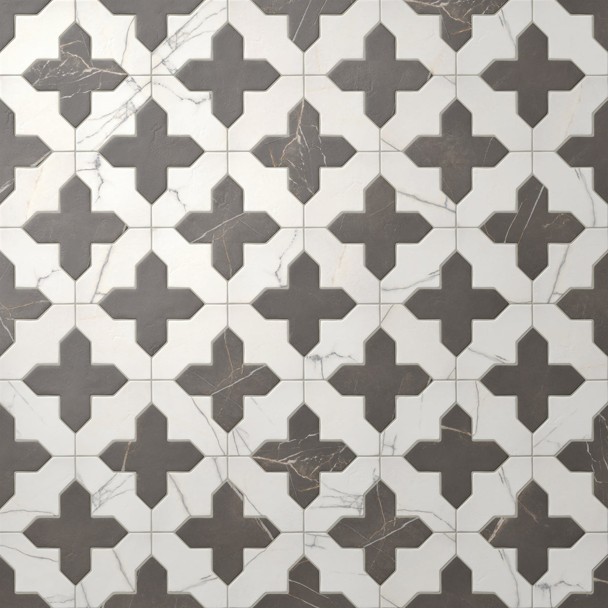 Aslan 8 x 8 Porcelain Tile Shield in Calacatta and Cross in Imperial