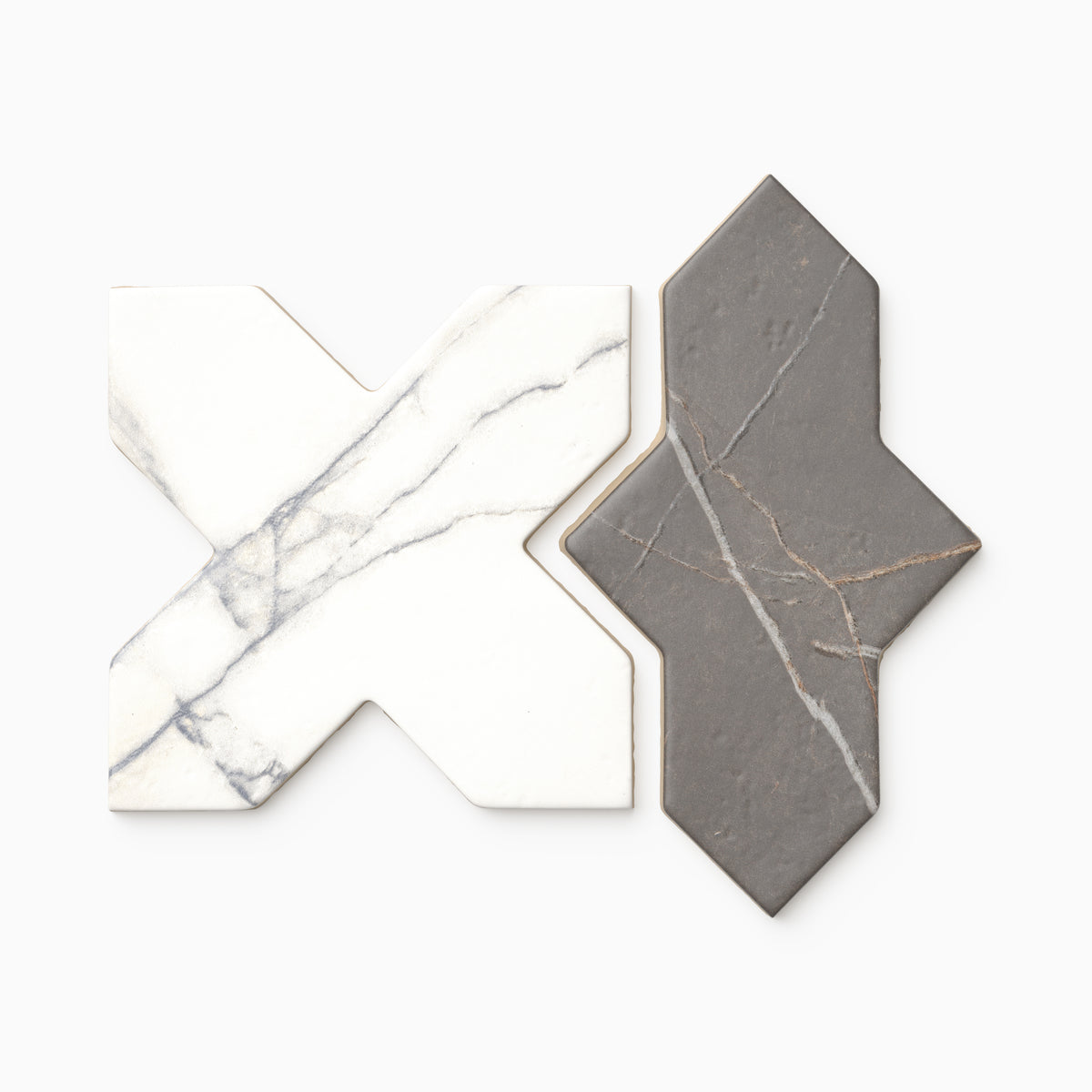 Aslan 8 x 8 Porcelain Tile Shield in Imperial and Cross in Calacatta