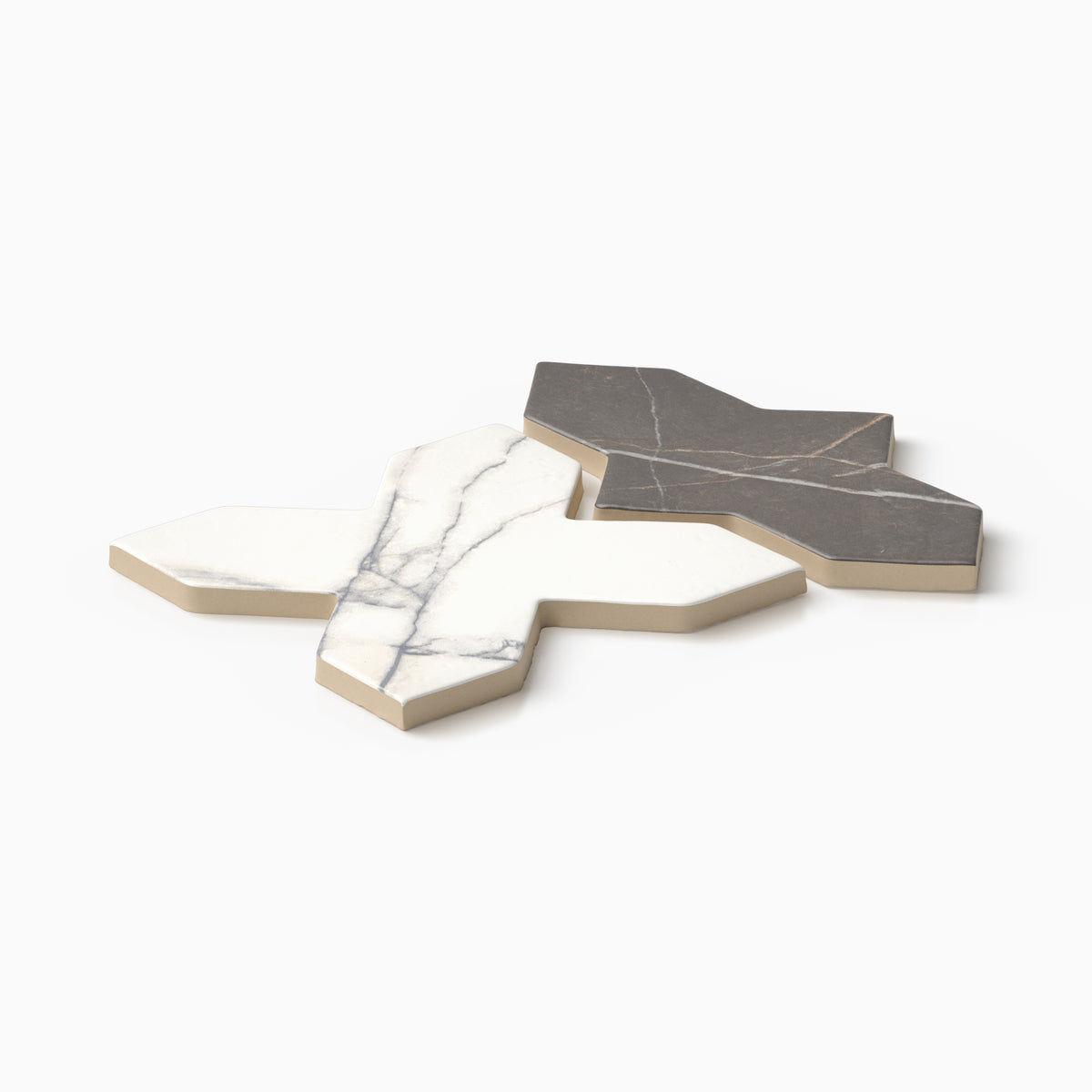 Aslan 8 x 8 Porcelain Tile Shield in Imperial and Cross in Calacatta
